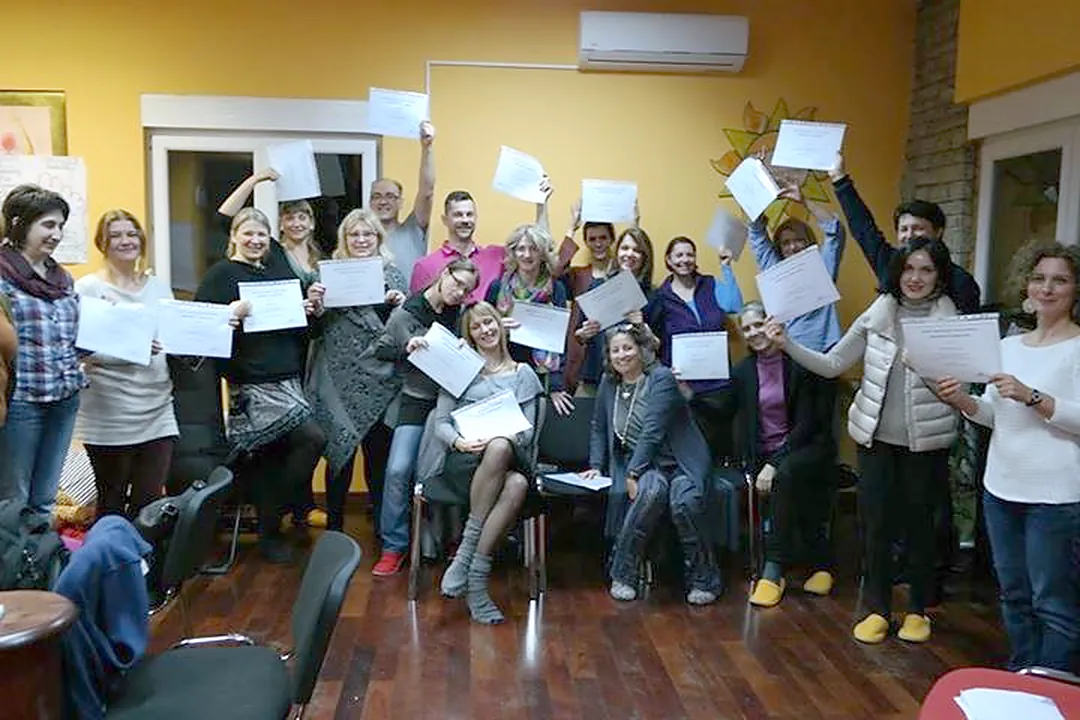Participants holding certificates at Somatic Experiencing I, Zagreb 2016 (photo 1)